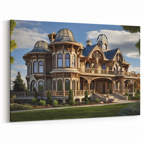 Victorian Mansion Art Print - Elegant Architectural Wall Decor