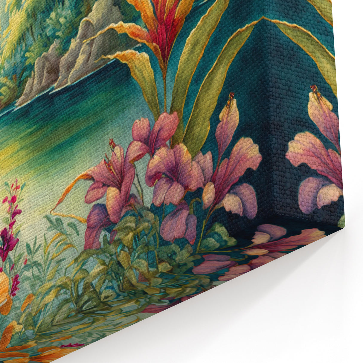 Tropical Birds & Flowers Art - Lush Rainforest Canvas Print - Nature Decor