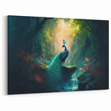 Majestic Peacock in Mystical Rainforest - Enchanted Jungle Canvas Print