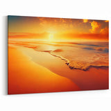Vibrant Sunset Beach Scene Canvas - Coastal Wall Art for Home Decor