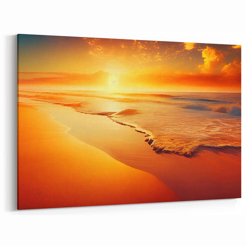 Vibrant Sunset Beach Scene Canvas - Coastal Wall Art for Home Decor