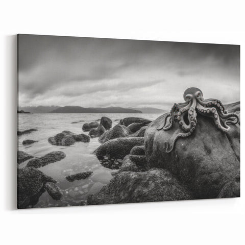 Black and White Octopus Coastal Art - Marine Life Photography Print