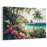 Tropical Rainforest Ocean View - Serene Jungle Canvas Print - Nature Art