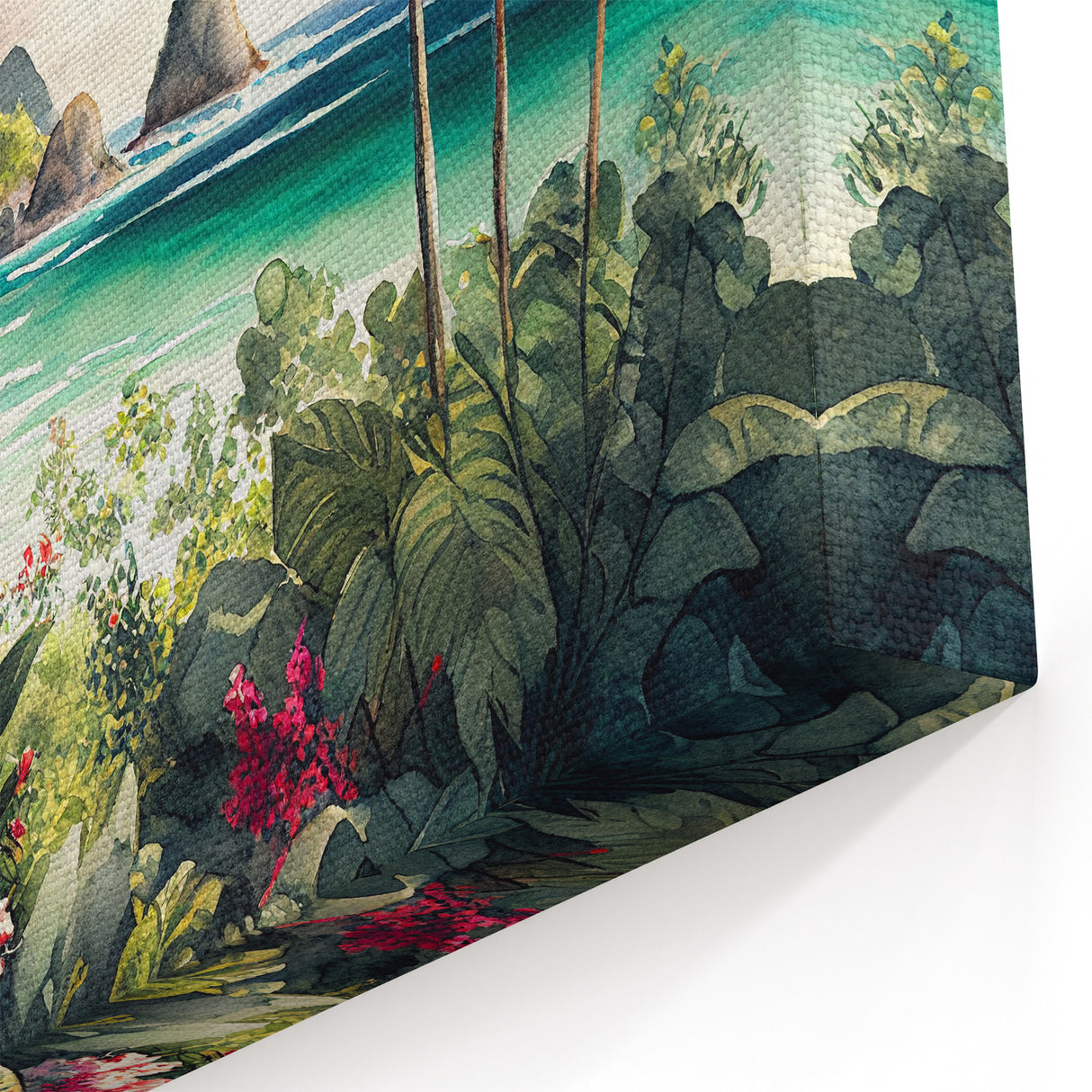 Tropical Rainforest Ocean View - Serene Jungle Canvas Print - Nature Art