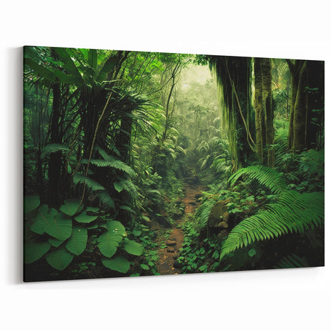 Mystical Rainforest Path - Serene Greenery Canvas Wall Art