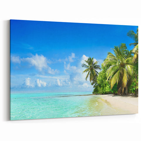 Tropical Paradise Beach Canvas - Coastal Wall Art for Tranquil Decor