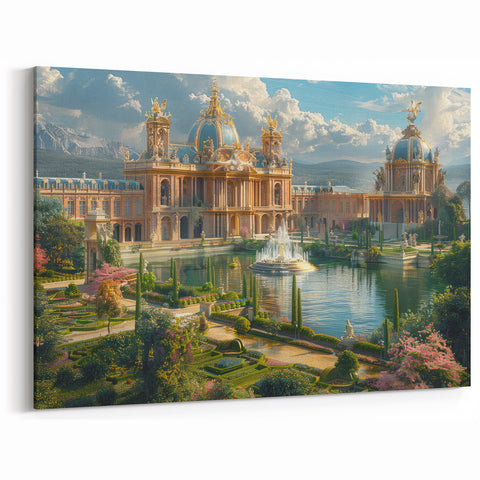 Spring Palace Garden Art Print - Luxurious Architectural Wall Decor