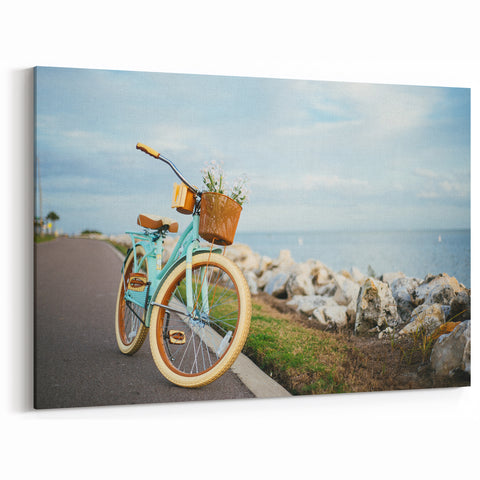 Seaside Bicycle Art - Tranquil Coastal Cycling-Themed Wall Decor