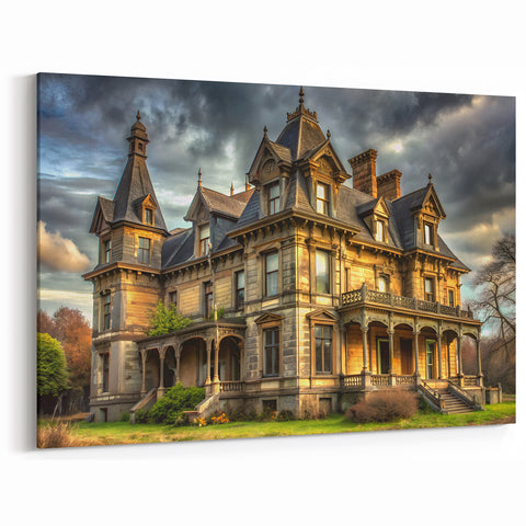Victorian Gothic Mansion Art Print - Dramatic Architectural Wall Decor