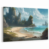 Mystical Coastal Castle Canvas - Enchanting Seascape Wall Art