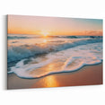Serene Ocean Wave Canvas - Tranquil Sunset Beach Wall Art
