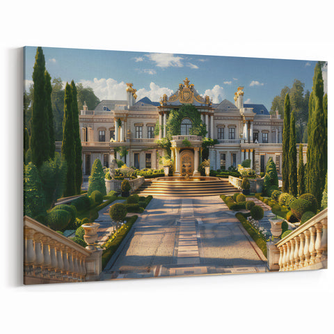 Elegant Palace Exterior Art Print | Luxurious Garden Architecture Decor