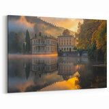 Serene Lakeside Palace Art Print | Elegant Historic Architecture Decor