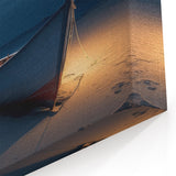 Moonlit Boat on Beach Canvas - Tranquil Nighttime Coastal Art