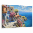Charming Mediterranean Village - Coastal Wall Art with Floral Beauty