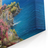 Charming Mediterranean Village - Coastal Wall Art with Floral Beauty