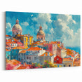Vibrant House Wall Art - Colorful Cityscape Canvas Print with Domes