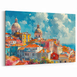 Vibrant House Wall Art - Colorful Cityscape Canvas Print with Domes