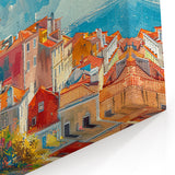 Vibrant House Wall Art - Colorful Cityscape Canvas Print with Domes