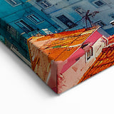 Vibrant House Wall Art - Colorful Cityscape Canvas Print with Domes