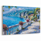 Elegant House Wall Art - Coastal Villa Canvas Print with Scenic Views