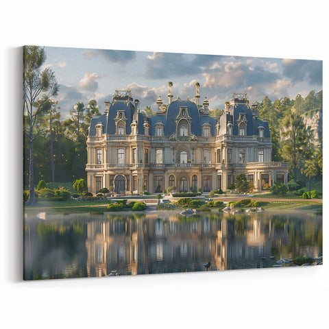 Refined Palace by the Lake Art | Elegant Historical Architecture Decor