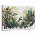 Tropical Rainforest Wall Art - Jungle Bird Canvas with Lush Greenery