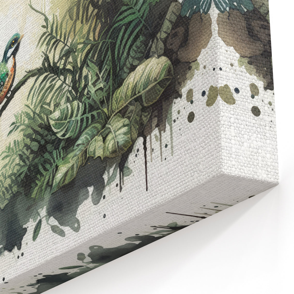 Tropical Rainforest Wall Art - Jungle Bird Canvas with Lush Greenery