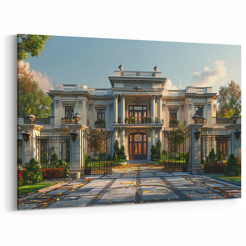 Elegant Mansion Entrance Art | Grand Architectural Estate Decor Print