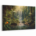 Enchanting Rainforest Waterfall - Serene Tropical Jungle Canvas Art