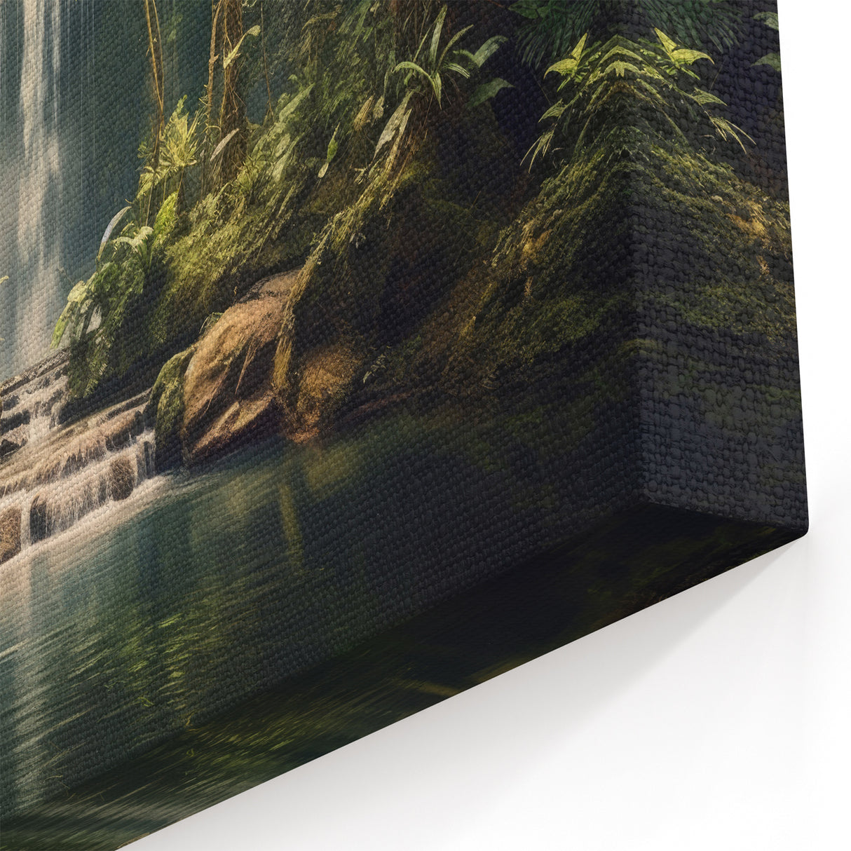 Enchanting Rainforest Waterfall - Serene Tropical Jungle Canvas Art