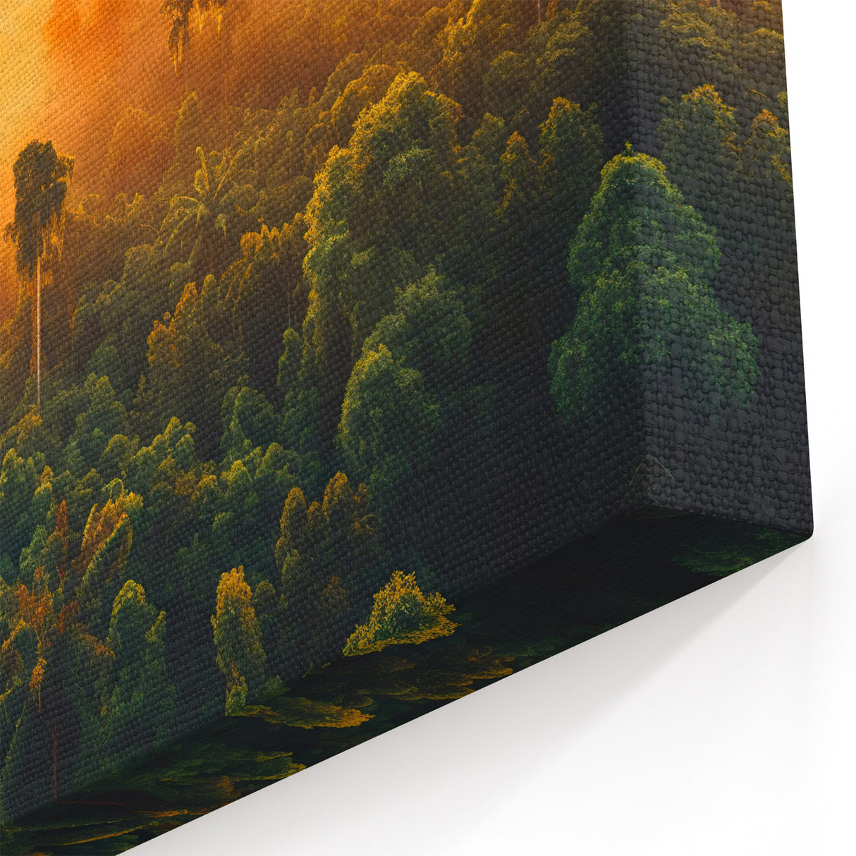 Golden Sunrise Over Rainforest - Majestic Tropical Jungle Canvas Art