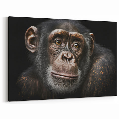Portrait of a Chimpanzee - Primate Wildlife Canvas Art Decor