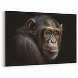 Thoughtful Chimpanzee Portrait - Primate Wildlife Canvas Art Decor