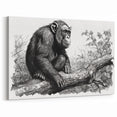 Chimpanzee on a Tree - Primate Wildlife Sketch Canvas Art Decor