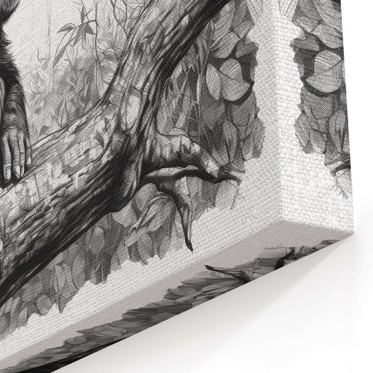 Chimpanzee on a Tree - Primate Wildlife Sketch Canvas Art Decor