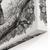 Chimpanzee on a Tree - Primate Wildlife Sketch Canvas Art Decor