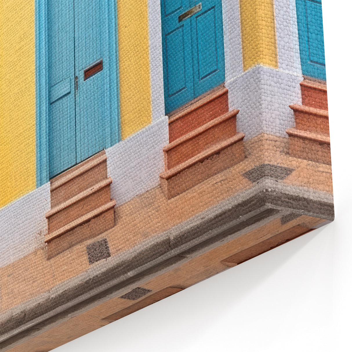 Colorful Door Wall Art - Bright Yellow and Blue Door Canvas Print