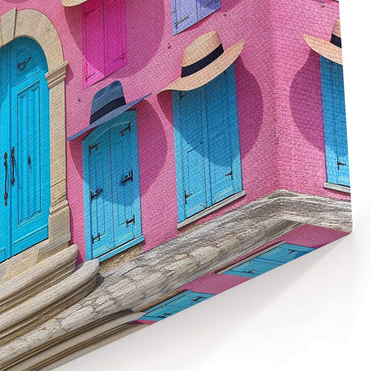 Whimsical Door Wall Art - Pink and Blue Door with Hat Decor Print