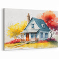 Colorful Watercolor House Wall Art - Canvas & Framed Print Options