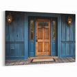 Classic Wooden Door Wall Art - Blue and Brown Rustic Canvas Print