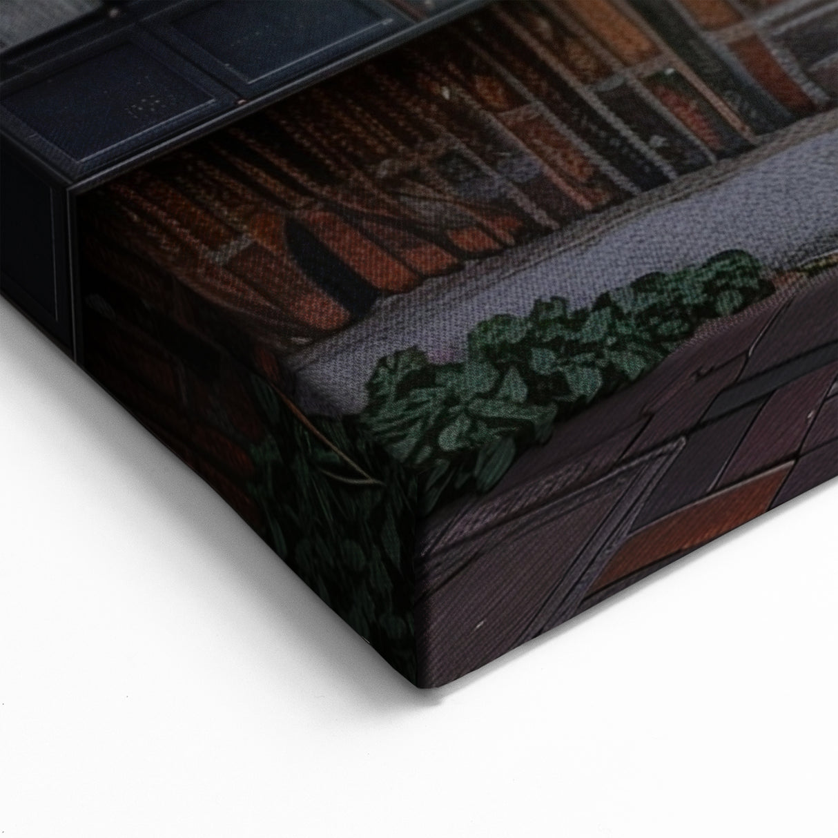 Red Door Wall Art - Classic Brick House with Floral Accents Print