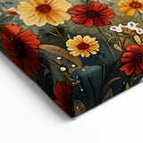 Whimsical Floral Cottage Wall Art - Rustic Framed Canvas Print