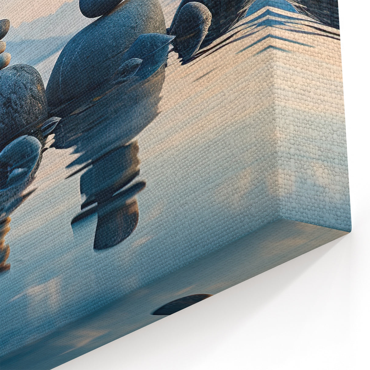 Serene Seascape Wall Art - Coastal Ocean View Canvas with Balanced Stones