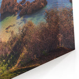 Vibrant Sunset Coastal Art - Rocky Cliff Seascape Canvas Print