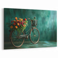 Vibrant Bicycle & Flowers Art - Elegant Cycling-Themed Wall Decor