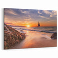 Sailboat Sunset Seascape Art - Coastal Beach Scene Canvas Print