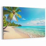 Tropical Beach Paradise Art - Palm Tree and Turquoise Ocean Print