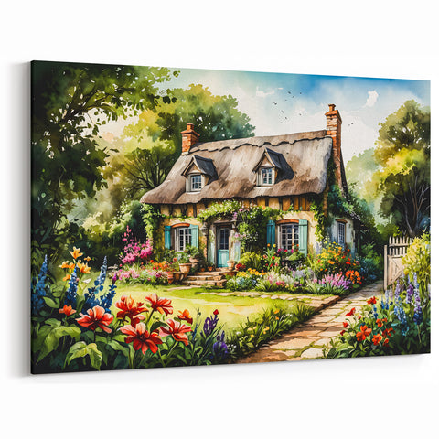 Enchanting Cottage Garden Wall Art - Vibrant Framed Print