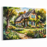 Quaint Cottage Garden Wall Art - Vibrant Framed Canvas Print
